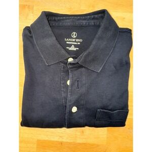 Lands End Mens Traditional Fit Short Sleeve Polo Shirt Black Size M